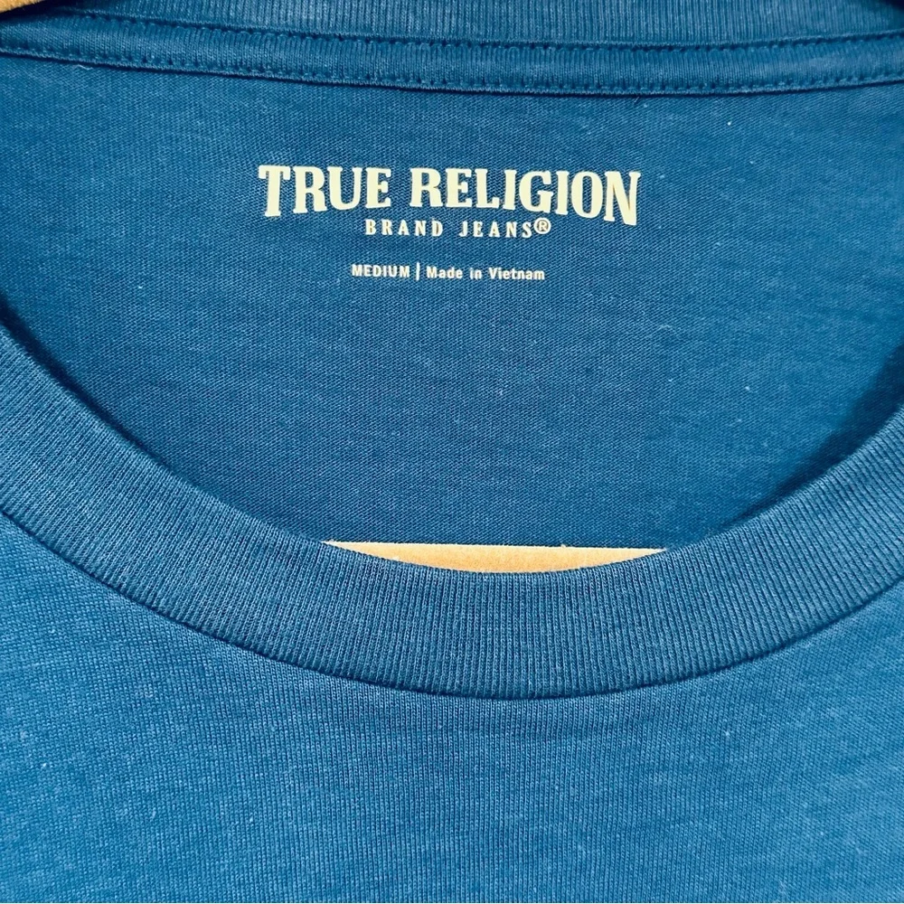 TRUE RELIGION Smiling Buddha Graphic T-Shirt Lake Blue New Size Medium